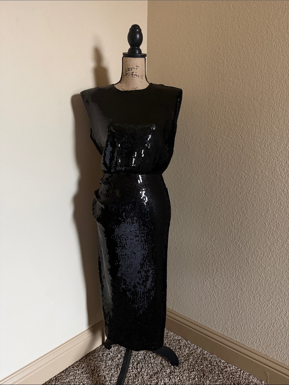 Black Sequin Sheath Dress